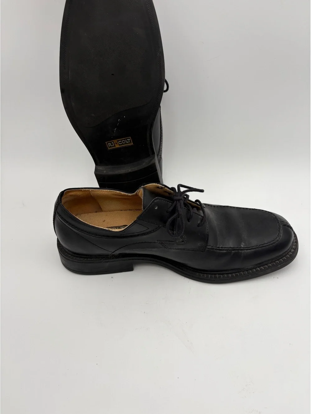 RJ Colt Collection Men's 12m Black Leather Dress Shoes Dress Or Casual